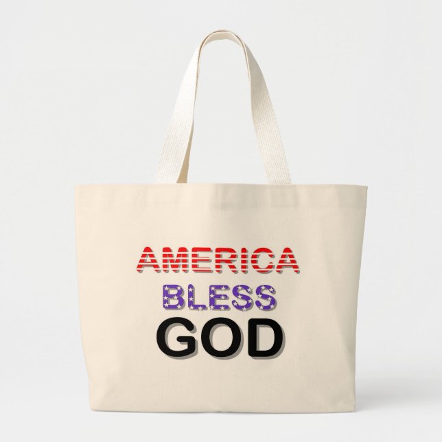 America Bless God Large Tote Bag (Front)