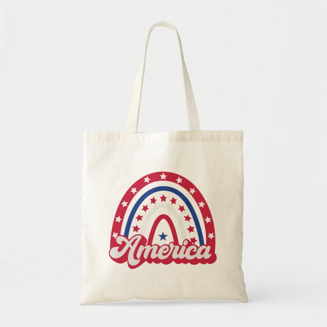 America Boho Rainbow 4 of july 1776 Tote Bag (Front)