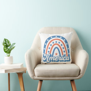 America Boho Retro Throw Pillow