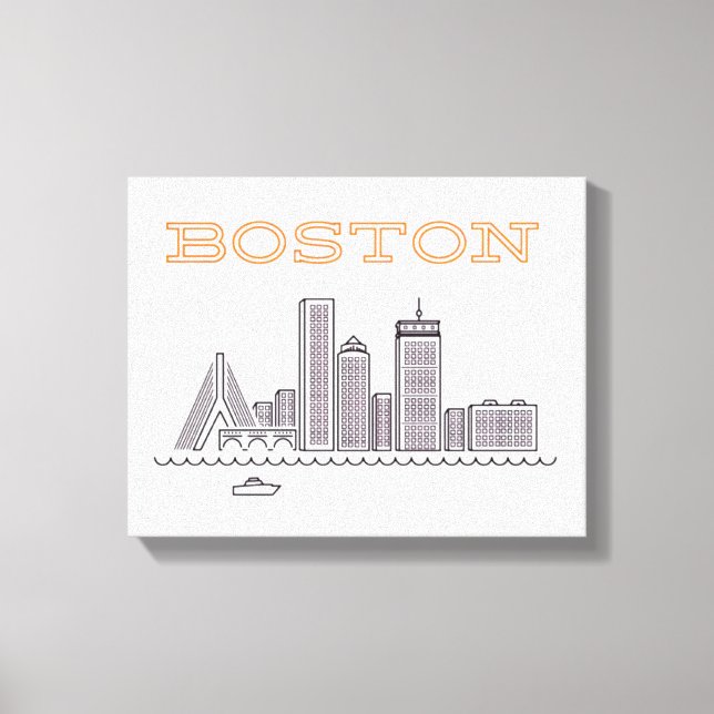 America Boston City Skyline, Boston Ma Us Skyline Canvas Print (Front)