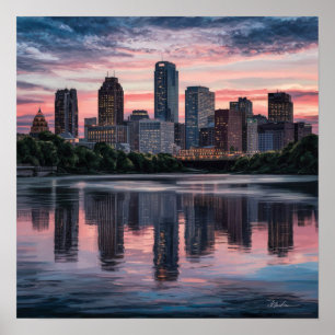 America Boston City Skyline, Boston Ma Us Skyline Poster