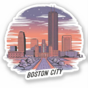 America Boston City Skyline, Boston Ma Us Skyline Sticker