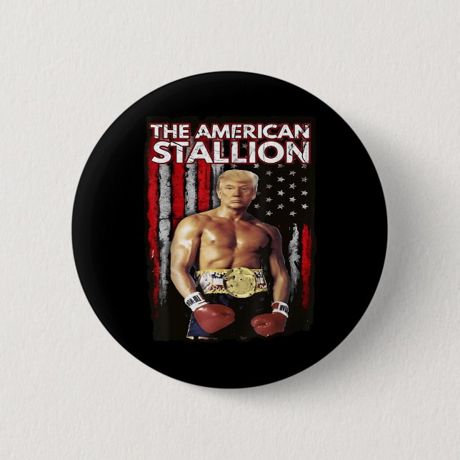 America Boxer Trump Rocky Trump Meme Trump 2024 , Button (Front)