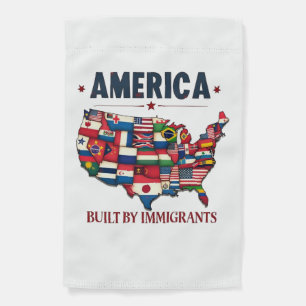 America Built by Immigrants Patriotic American Garden Flag