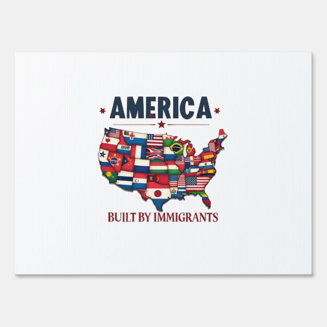 America Built by Immigrants Patriotic American Sign (Front)