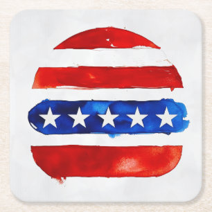 America Burger (White Painting No. 4) Square Paper Coaster