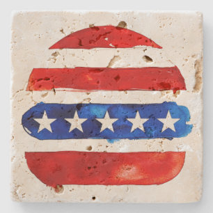 America Burger (White Painting No. 4) Stone Coaster