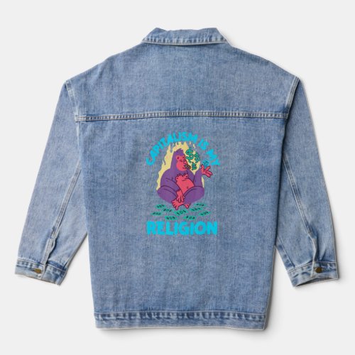 America Capitalism Apes to the Moon Trading Stocks Denim Jacket