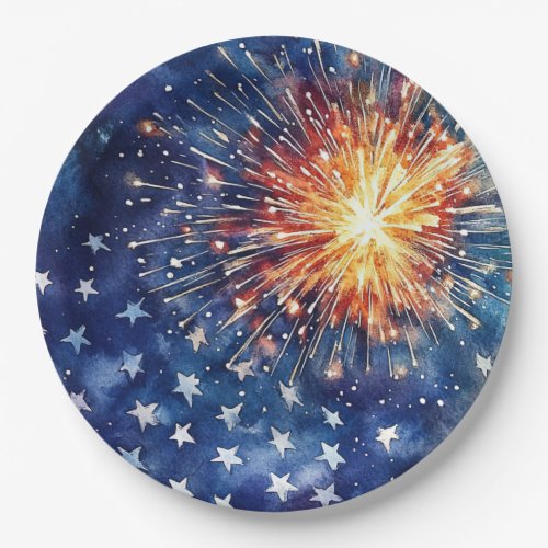 America Celebration. Stars and fireworks. Paper Plates