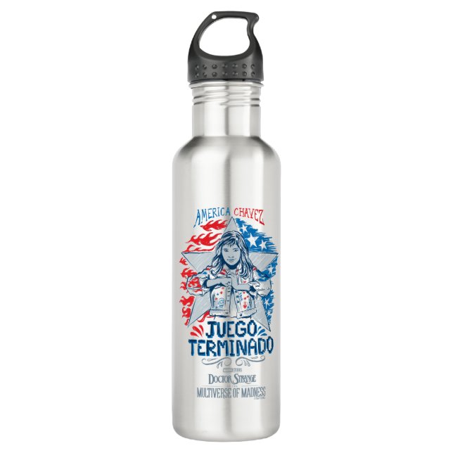 America Chavez - Juego Terminado Stainless Steel Water Bottle (Front)