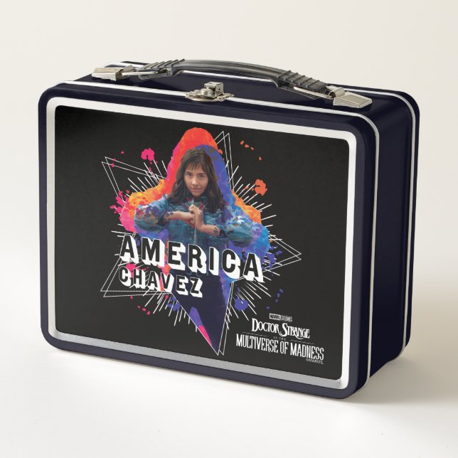 America Chavez Star Character Graphic Metal Lunch Box (Front)