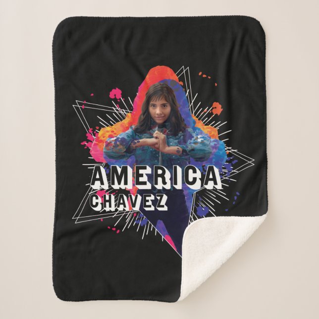 America Chavez Star Character Graphic Sherpa Blanket (Front)