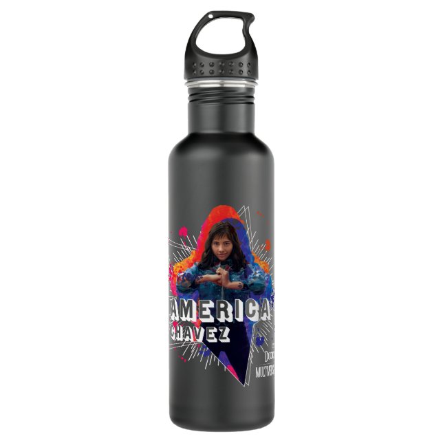 America Chavez Star Character Graphic Stainless Steel Water Bottle (Front)