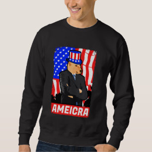 America Cheems Shiba Dog Dank Meme Funny July 4th  Sweatshirt