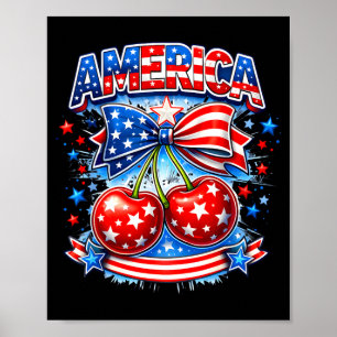 America cherry bow stars stripes usa july 4th poster