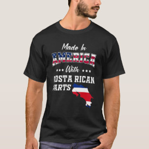 America Costa Rican Parts Costa Rica Map Usa Flag T-Shirt