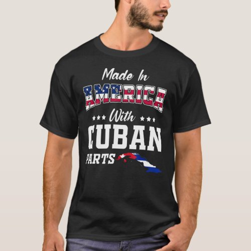 America Cuban Parts Cuba Map USA Flag Ancestry Roo T_Shirt