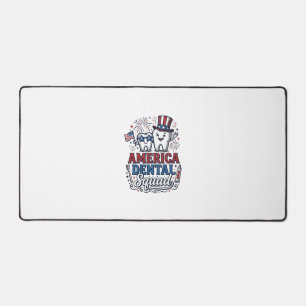 America Dental Squad Patriotic Tooth Vector Design Desk Mat