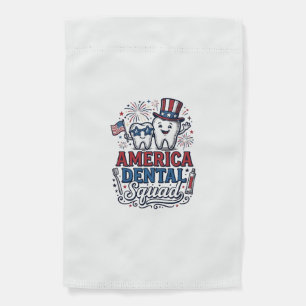 America Dental Squad Patriotic Tooth Vector Design Garden Flag