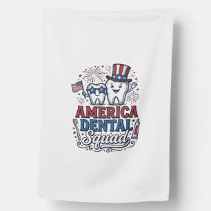 America Dental Squad Patriotic Tooth Vector Design House Flag
