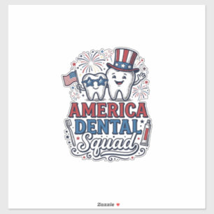 America Dental Squad Patriotic Tooth Vector Design Sticker
