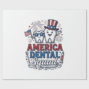 America Dental Squad Patriotic Tooth Vector Design Wrapping Paper