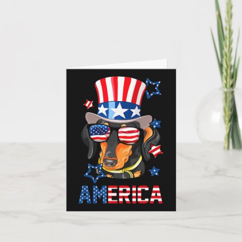 America Dog Doxie 4th Of July Tee  Card