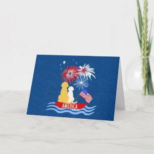 AMERICA Dogs 4th of July Night Blank Cards