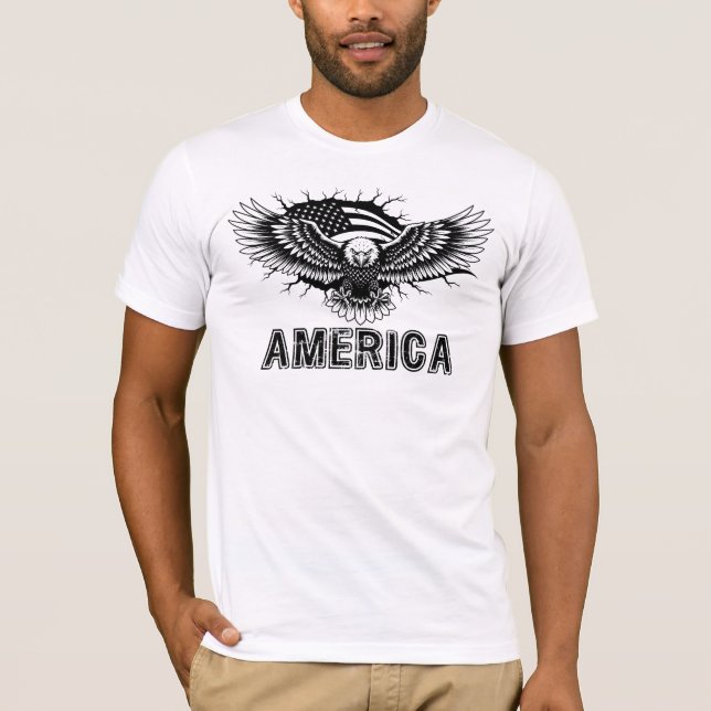 America, Eagle American Flag T-Shirt (Front)