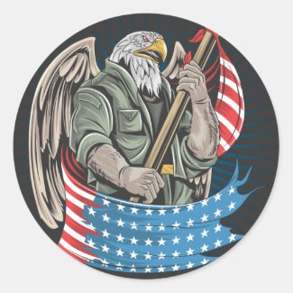 America Eagle  Classic Round Sticker