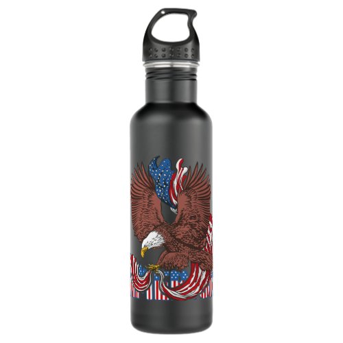 America Eagle Fly Hight 4th Of July Patriotic Stainless Steel Water Bottle