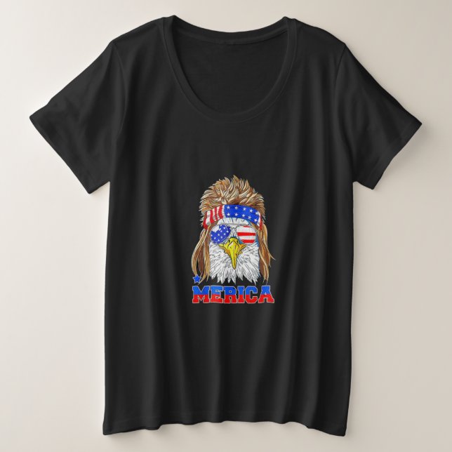 America Eagle Vets 4th of July Graphic Plus Size T-Shirt (Design Front)