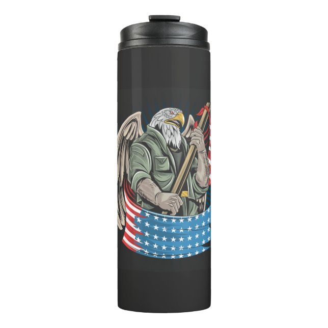 America Eagle with Flag  Thermal Tumbler (Front)