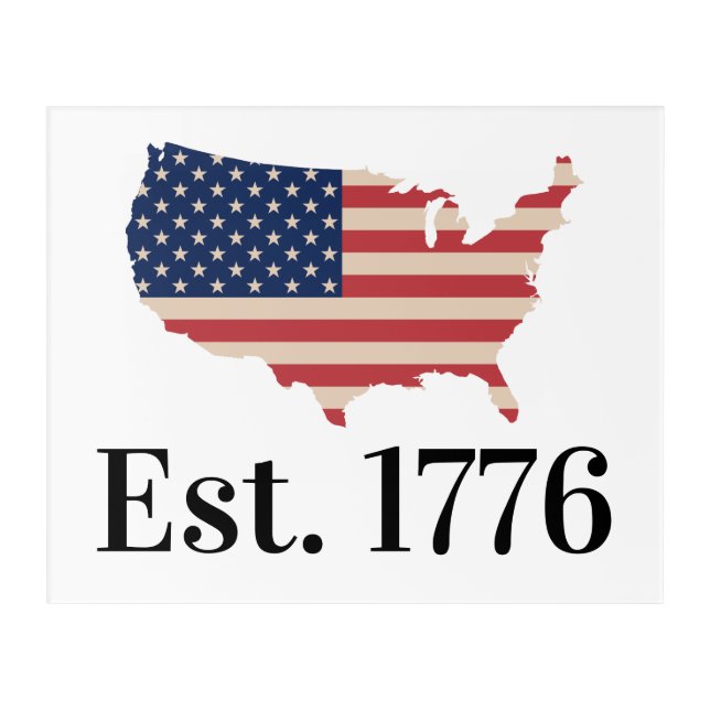 America Est. 1776 Patriotic Flag Acrylic Print (Front)