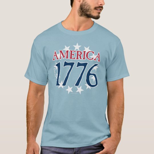 America Est 1776 Patriotic Red White Blue 13 Stars T-Shirt | Zazzle.com