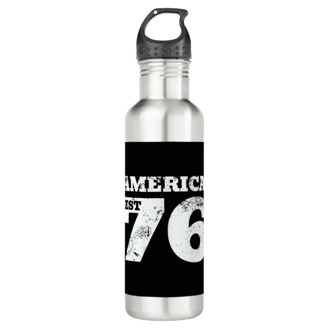 America Est 1776 Patriotic Stainless Steel Water Bottle (Front)