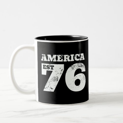 America Est 1776 Patriotic Two_Tone Coffee Mug