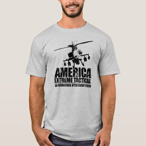 America Extreme Tactical _ Apache Helicopter T_Shirt