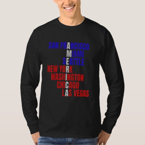 America Famous Cities US Cities USA New York US Fl T_Shirt