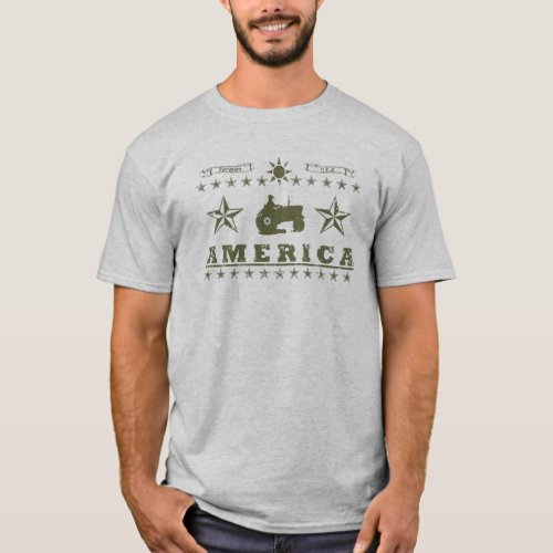 America Farming Fade Green T_Shirt