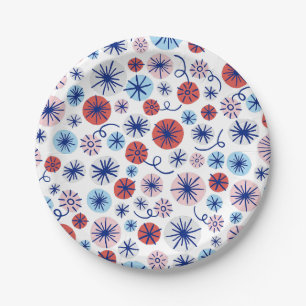America Fireworks July 4th Paper Plates