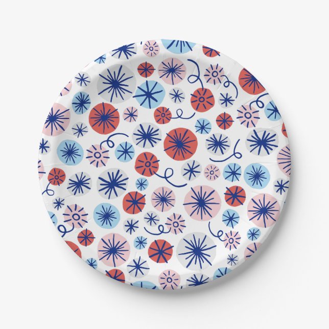 America Fireworks July 4th Paper Plates (Front)