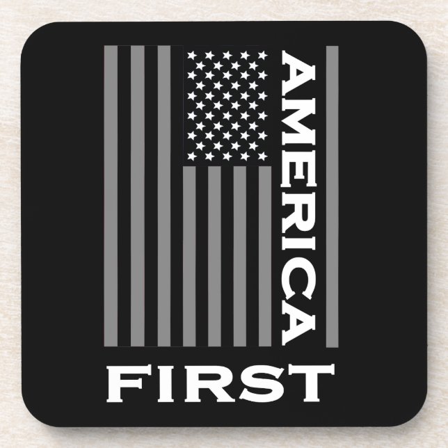 America First American Flag Love the USA Trump     Beverage Coaster (Front)