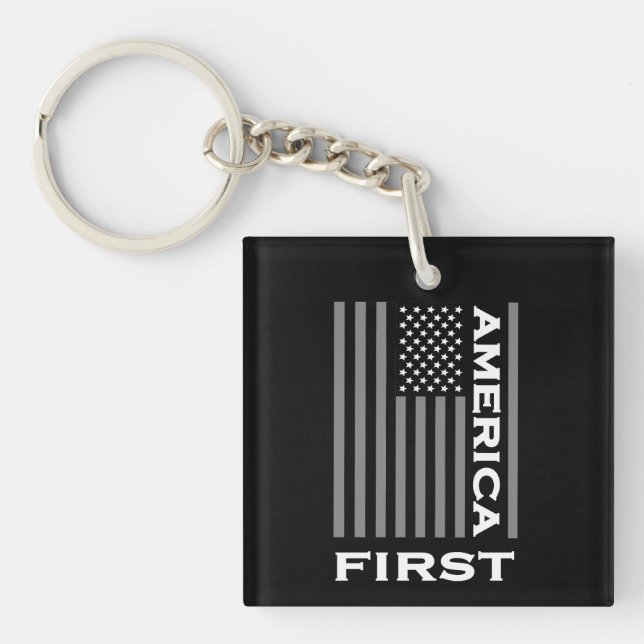 America First American Flag Love the USA Trump     Keychain (Front)