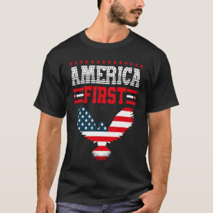 America First American Flag Patriotic US Flag 4th T-Shirt