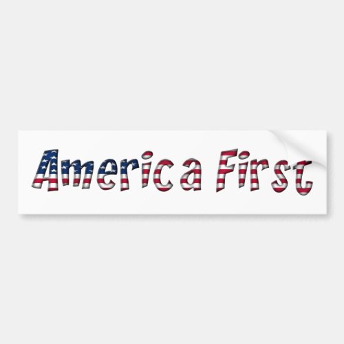 America First American Flag Typography Patriotic Bumper Sticker