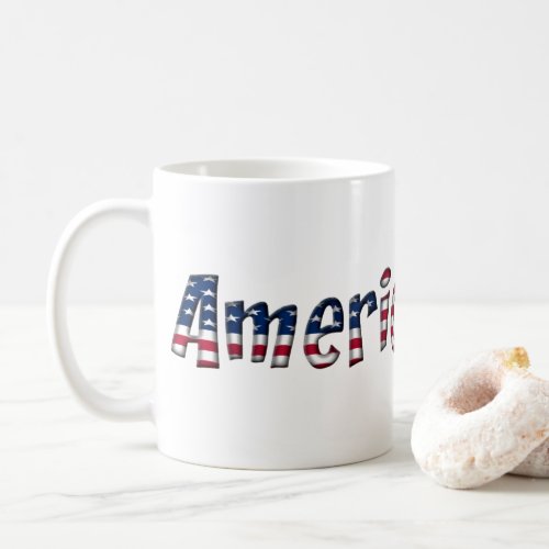 America First American Flag Typography Patriotic Coffee Mug