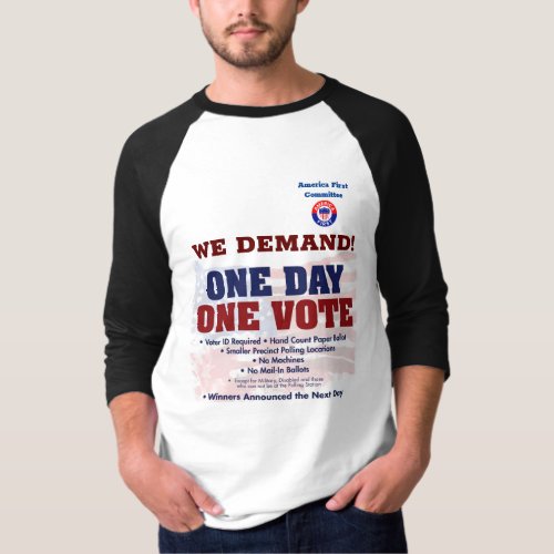 America First Committee One Day One Vote FrontBac T_Shirt