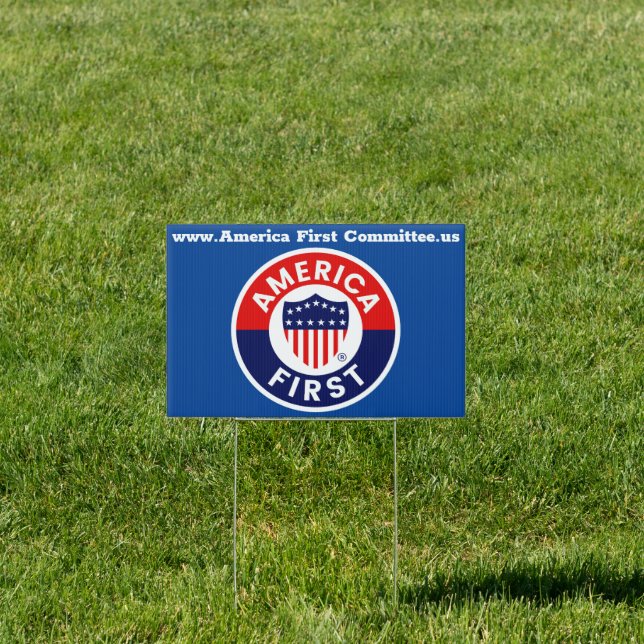 America First Committee Yard Sign Blue (Insitu)