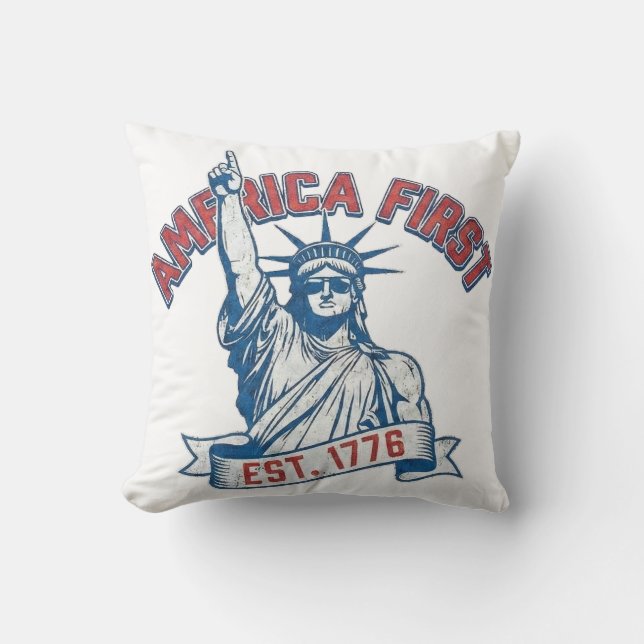 AMERICA FIRST - Est. 1776 Throw Pillow (Front)